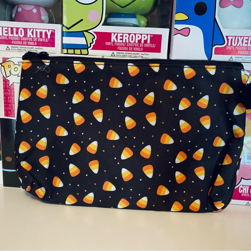Em & Sprout Halloween mystery box candy corn zipper pouch/makeup bag
